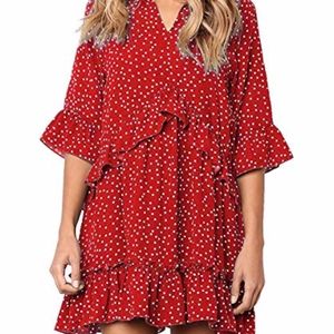 Red polka dot dress